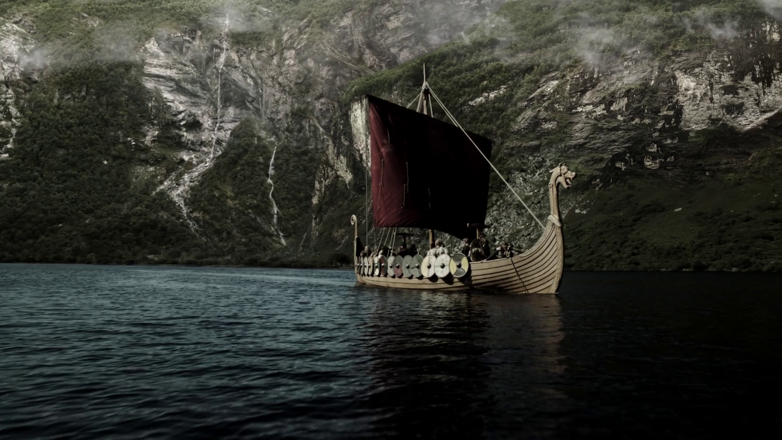 Drakkar Fantasy Red sail Of A Viking ship